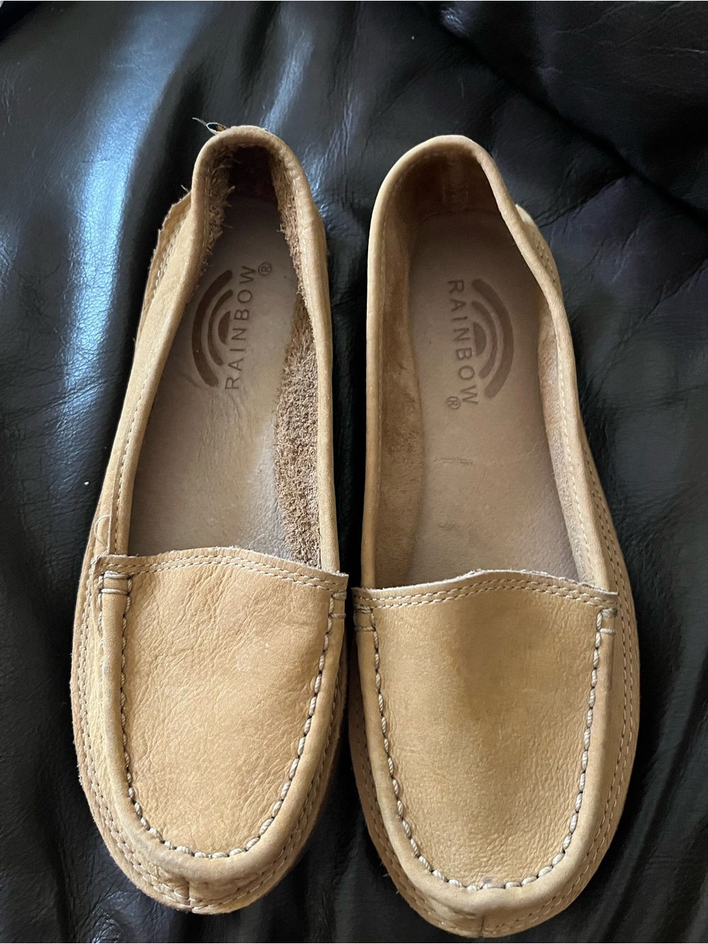 Rainbow Women's Tan Leather Loafers with Arch Support